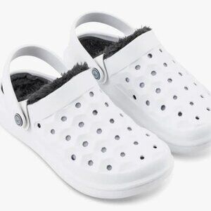 Joybees Cozy White Clogs with Gray Removable Liner - Size 7 (UK 5/EU 37.5)
